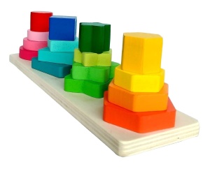 Joc de sortare din lemn pe 4 coloane, Forme geometirce