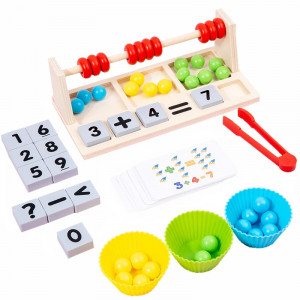 Joc educativ 3 in 1, calcule matematice, sortare culori si motricitate fina