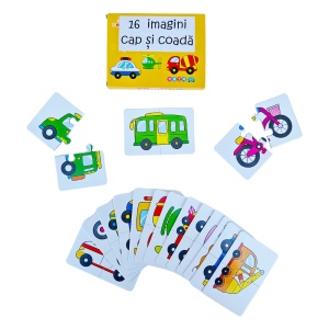 Joc educativ de asociere din 2 piese, 16 imagini, Vehicule