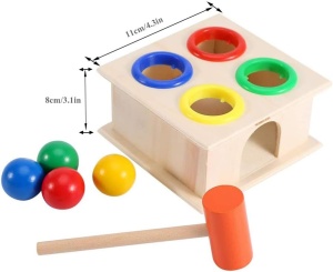Joc Montessori, Cutiuta cu 4 bile si ciocan - Img 4
