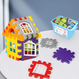 Joc STEM de constructie si inginerie 2D si 3D din ABS, cutie depozitare, 186 piese