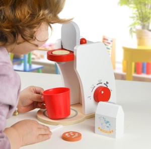 Jucarie din lemn aparat de cafea cu 6 accesorii - Img 3