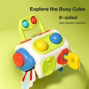 Jucarie interactiva cu 8 activitati pentru bebelusi, Busy Cube