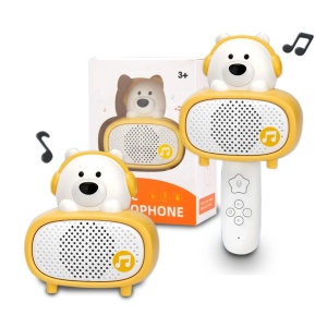 Jucarie karaoke 2 in 1, microfon si boxa, cu bluetooth si telecomanda - Ursulet