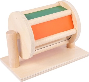 Jucarie Montessori din Lemn, Tambur rotativ, Colorat