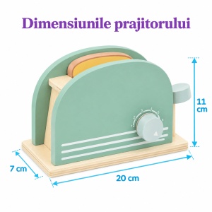 Jucarie prajitor de paine din lemn cu accesorii pentru micul dejun, Toaster Bread, 9 piese - Img 7