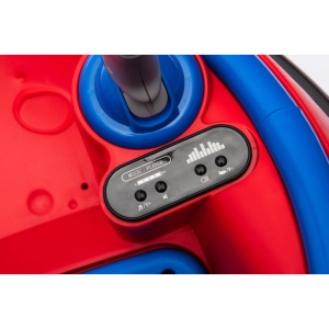 Masinuta electrica bumper car cu lumini, centura de siguranta, 2 controllere, telecomanda, Bluetooth, 1-6 ani, nava spatiala, rosu - Img 3