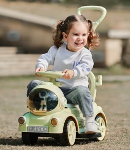 Masinuta eletrica ride-on pentru copii cu lumini LED, muzica si maner parental reglabil, 2-4 ani, rosu - Img 3