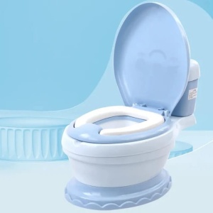 Olita muzicala 3 in 1 pentru copii, design realist tip toaleta, 1-6 ani, albastru