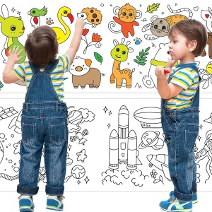 Plansa de colorat pentru copii rulou 200 x 30 cm, 12 creioane colorate