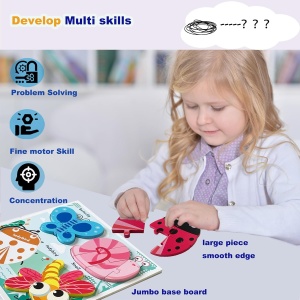Puzzle 3D cu piese mari din lemn - Insecte