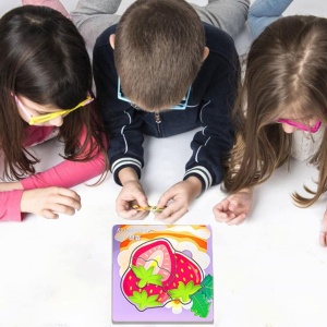 Puzzle 6 in 1 cu piese mari si imagine asociere, Fructe