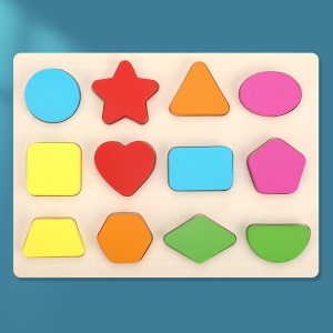 Puzzle de sortat cu forme geometrice colorate, 12 piese
