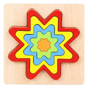 Puzzle din Lemn cu forme geometrice, Curcubeu