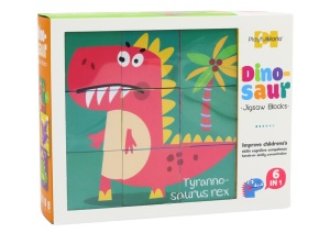 Puzzle educativ din cuburi 6 in 1, Dinozauri