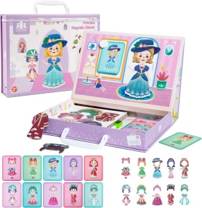 Servieta 2 in 1 magnetica puzzle pentru copii - Imbracam papusile