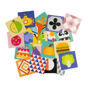 Set 40 imagini stimulare vizuala si senzoriala bebelusi, carduri color, 6-12 luni