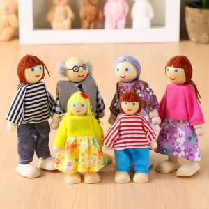 Set 6 Figurine din Lemn, Familia