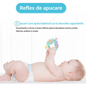 Set 6 jucarii zornaitoare din silicon cu forme si texturi diferite, pastel