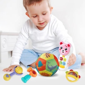 Set 6 jucarii interactive, senzoriale si zornaitoare pentru bebelusi, Kids Melody
