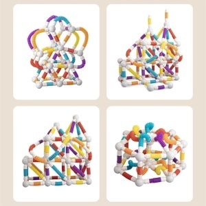 Set constructie magnetic flexibil 3D STEM cu tuburi si bile – 36 piese