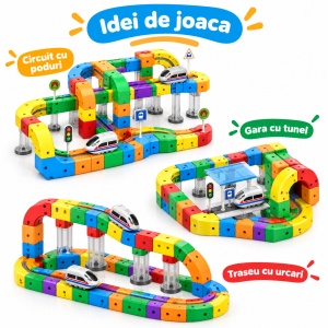 Set constructie tren cu circuit magnetic 3D - 123 piese - Img 5