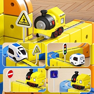 Set constructie tren cu circuit magnetic 3D - 150 piese
