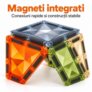 Set constructii magnetice, piese translucide in culori naturale, Onshine – 50 piese - Img 7