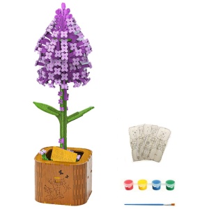 Set creativ DIY floare decorativa din lemn pentru asamblare si pictura, 162 piese - Liliac