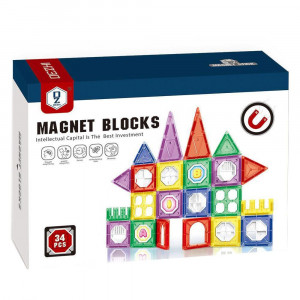 Set de constructie cu piese Magnetice, 34 piese