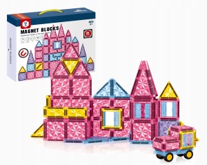 Set de constructie cu piese Magnetice, 60 piese - Roz