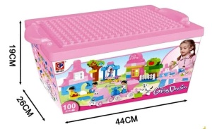 Set de constructie masuta cu 100 piese - Roz
