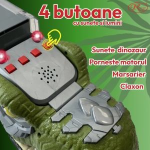 Set de joaca 7 in 1 camion dinozaur cu 6 masinute, lumini si sunete