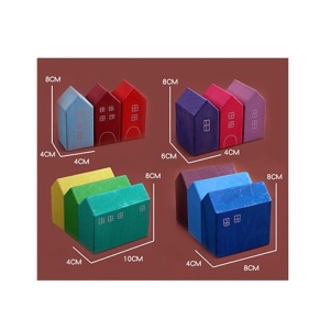 Set de joaca Montessori din lemn, orasel cu 15 piese