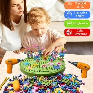 Set jucarii de constructie cu bormasina, 211 piese, Dinozaur