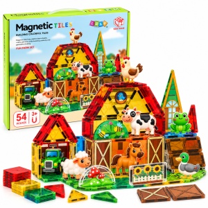 Set STEM cu piese magnetice de construit - Ferma vesela - 54 piese