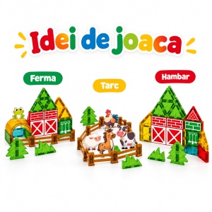 Set STEM cu piese magnetice de construit - Ferma vesela - 70 piese - Img 7