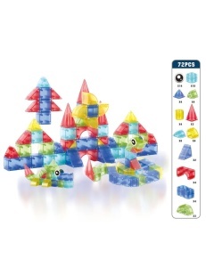Set STEM jucarii magnetice de construit forme, animale, structuri geometri - 72 piese