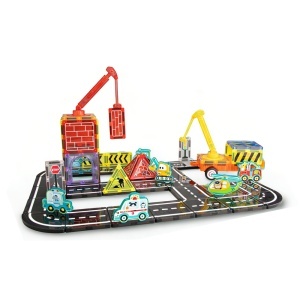 Set STEM magnetic de constructie cu vehicule - 58 piese