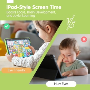 Tableta interactiva 3 in 1 pentru copii, jucarie logopedica si muzicala, verde