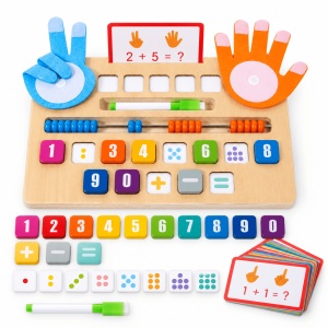 Tablita multifunctionala din lemn, matematica si desen, cu abac si accesorii