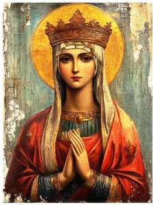 Tablou pictura cu diamante, Maica Domnului, Goblen 5D, rama din lemn, 40 x 50 cm, GM10077
