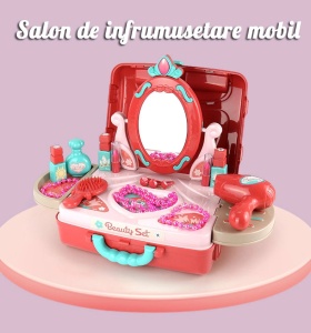 Valiza de machiaj 3 in 1 cu Accesorii, Oglinda si Sunete