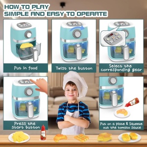 Air Fryer de jucarie cu efect de coacere, functii, lumini, sunete si accesorii, 11 piese - Img 5