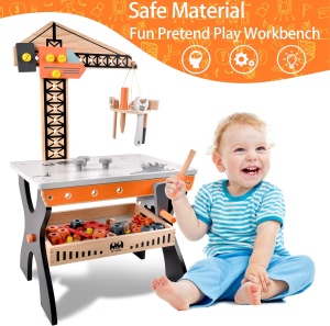 Banc de scule din lemn cu accesorii incluse si activitati - Macara