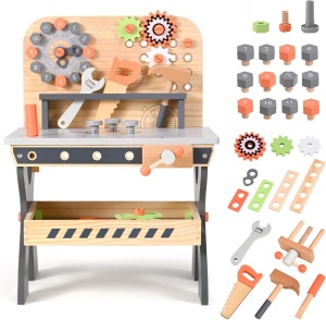 Banc de scule din lemn cu accesorii incluse si activitati