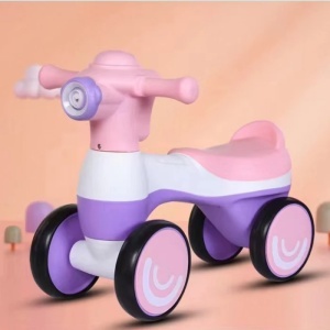 Bicicleta fara pedale, baloane de sapun, 4 roti, sunete, roz