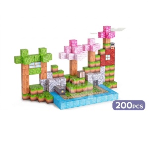 Blocuri magnetice de constructie 3D tip Minecraft, 2 cm - 200 piese - Printese - Img 4