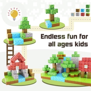 Blocuri magnetice de constructie 3D tip Minecraft, 2 cm