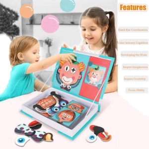 Carte magnetica puzzle pentru copii – Expresii faciale si emotii